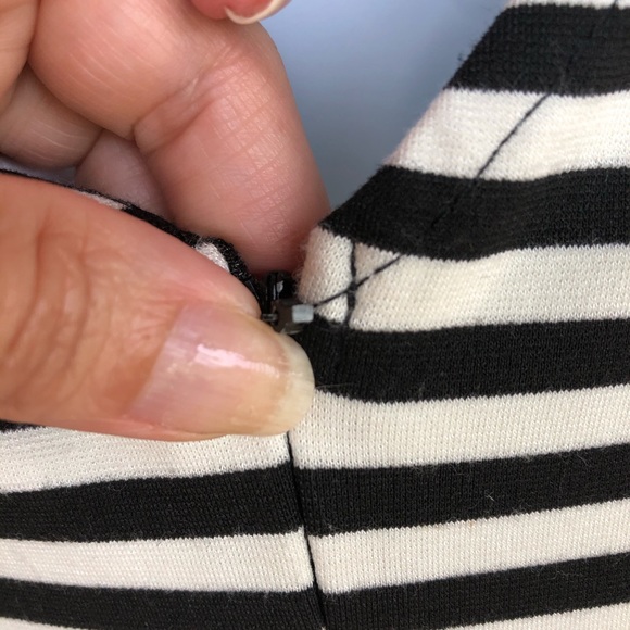 Pixley black/white striped fit & flare dress sz S - Picture 5 of 8